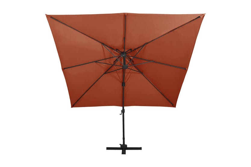 vidaXL 312382 Cantilever Umbrella With Double Top 300x300cm Terracotta vidaXL 312382 Cantilever Umbrella With Double Top 300x300cm Terracotta