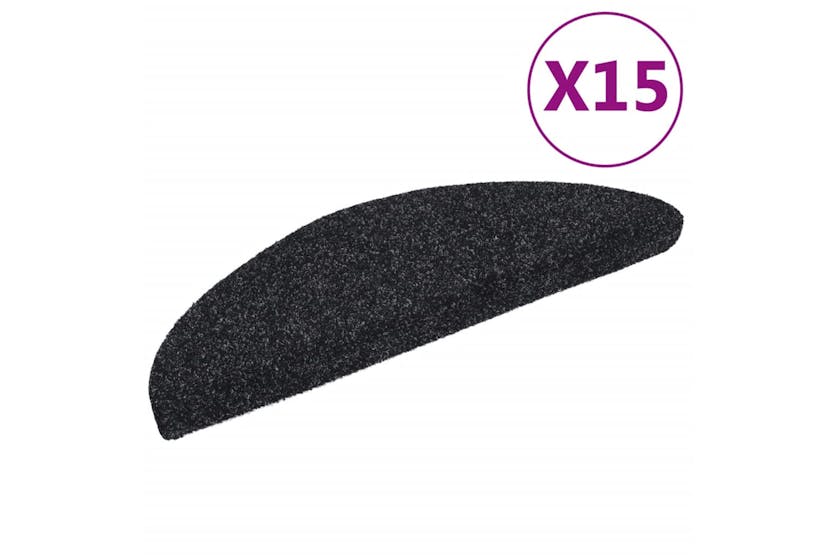 vidaXL 132692 15 Pcs Self-adhesive Stair Mats Needle Punch 56x17x3cm Black vidaXL 132692 15 Pcs Self-adhesive Stair Mats Needle Punch 56x17x3cm Black
