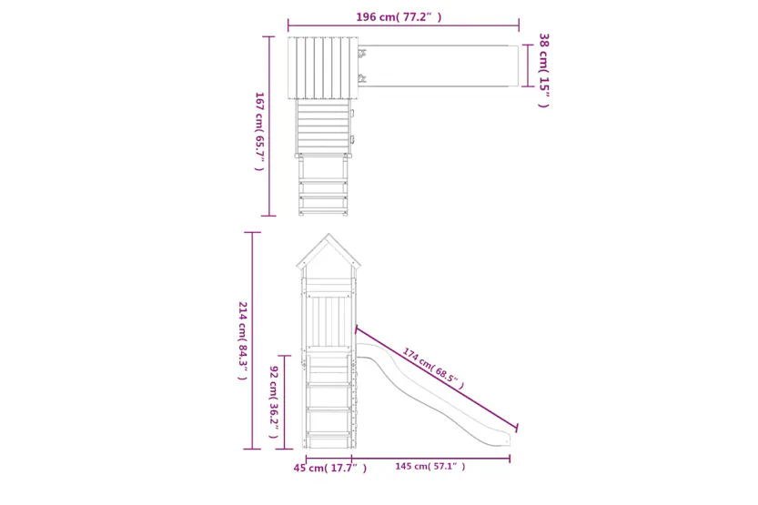 vidaXL 3155888 Playhouse With Slide Rockwall Solid Wood Pine vidaXL 3155888 Playhouse With Slide Rockwall Solid Wood Pine