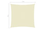 vidaXL 135192 Sunshade Sail Oxford Fabric Square 3x3 M Cream vidaXL 135192 Sunshade Sail Oxford Fabric Square 3x3 M Cream