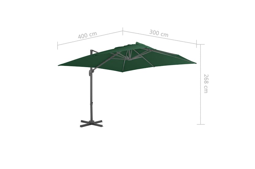 vidaXL 44635 Cantilever Umbrella With Aluminium Pole 400x300cm Green vidaXL 44635 Cantilever Umbrella With Aluminium Pole 400x300cm Green