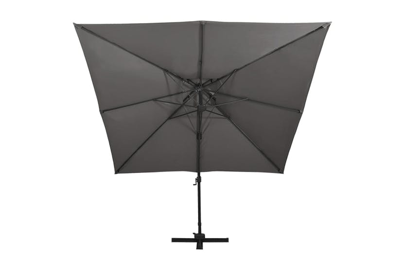 vidaXL 312372 Cantilever Umbrella With Double Top 300x300cm Anthracite vidaXL 312372 Cantilever Umbrella With Double Top 300x300cm Anthracite