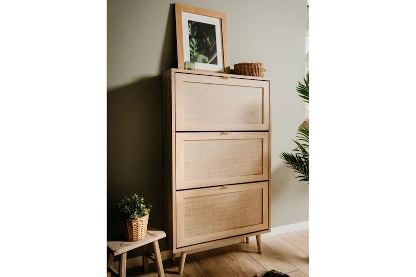 Finori Shoe Cabinet Bali 49a Sonoma Oak And Cane Print Finori Shoe Cabinet Bali 49a Sonoma Oak And Cane Print