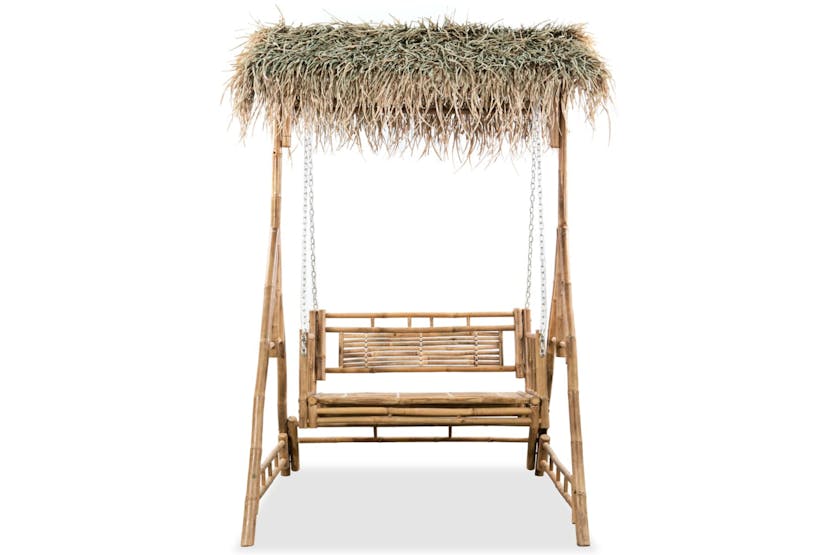 vidaXL 43712 2-seater Swing Bench With Palm Leaves Bamboo 202cm vidaXL 43712 2-seater Swing Bench With Palm Leaves Bamboo 202cm