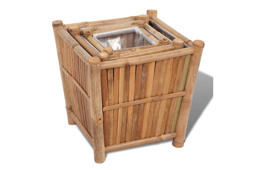 vidaXL 41507 3 Pcs Bamboo Raised Bed With Nylon Lining vidaXL 41507 3 Pcs Bamboo Raised Bed With Nylon Lining