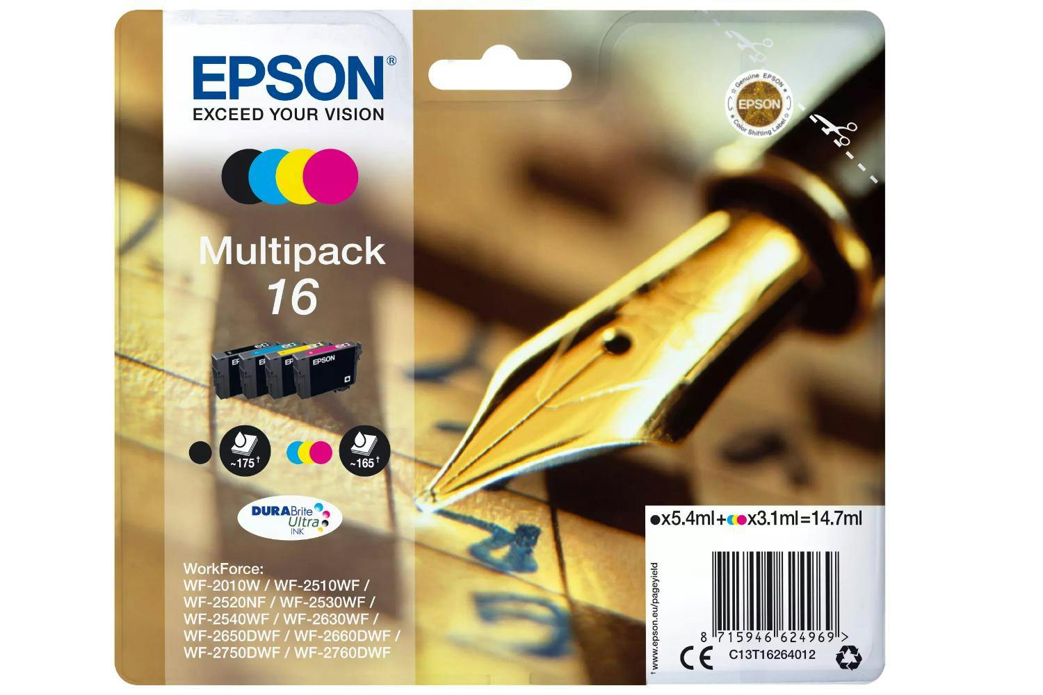 Epson Durabrite Ultra Pen and Crossword Ink | 4 Colour | Multipack