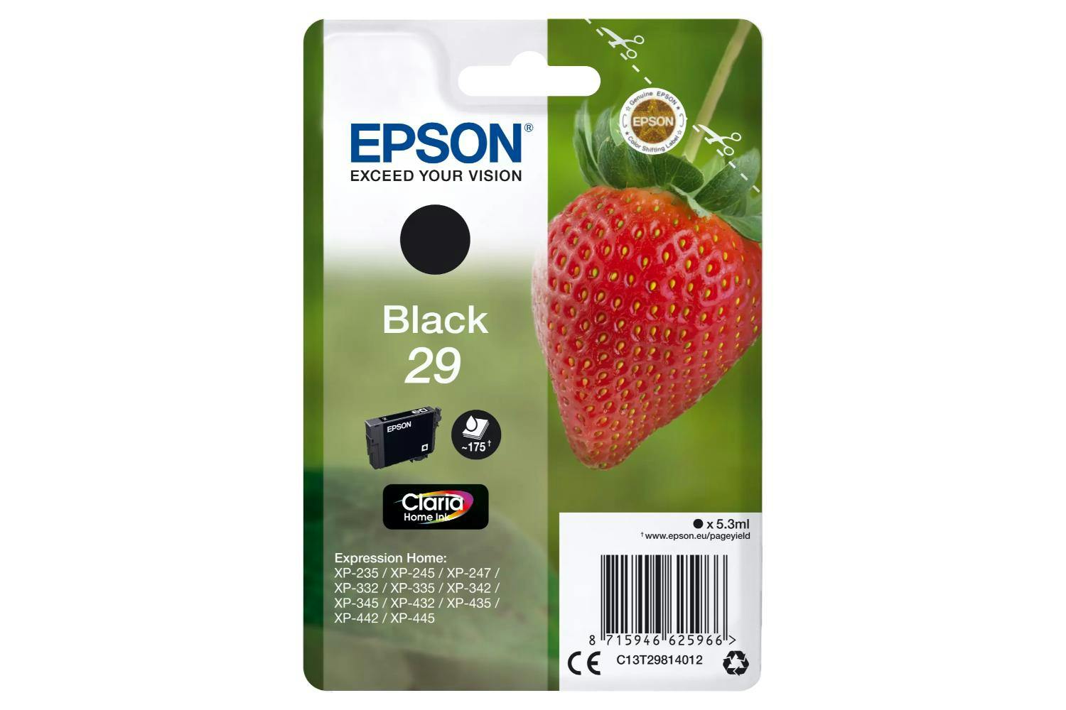 Epson 29 Strawberry Claria Home Individual Genuine Inks | Black