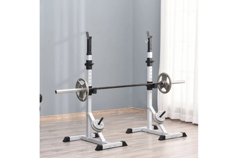 Homcom A91-070v01 Weights Bar Barbell Rack Squat Stand Adjustable Portable Weight Lifting Suitable For Home Gym Training Work Out Homcom A91-070v01 Weights Bar Barbell Rack Squat Stand Adjustable Portable Weight Lifting Suitable For Home Gym Training Work Out