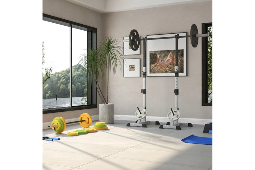 Homcom A91-070v01 Weights Bar Barbell Rack Squat Stand Adjustable Portable Weight Lifting Suitable For Home Gym Training Work Out Homcom A91-070v01 Weights Bar Barbell Rack Squat Stand Adjustable Portable Weight Lifting Suitable For Home Gym Training Work Out