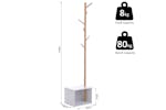 Homcom Coat Rack Storage Bench | White/Natural Wood Homcom Coat Rack Storage Bench | White/Natural Wood