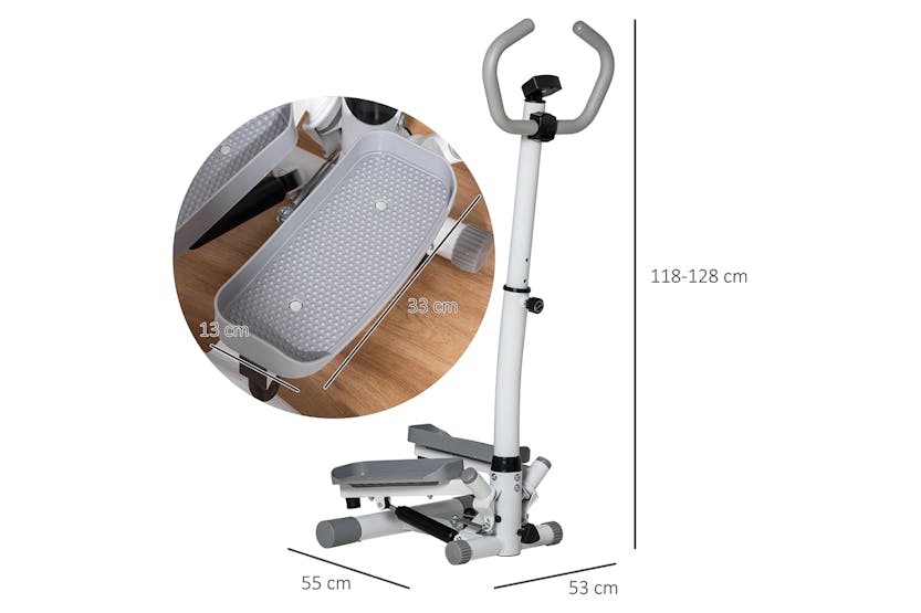 Homcom Adjustable Twist Stepper Workout Machine | White/Grey Homcom Adjustable Twist Stepper Workout Machine | White/Grey