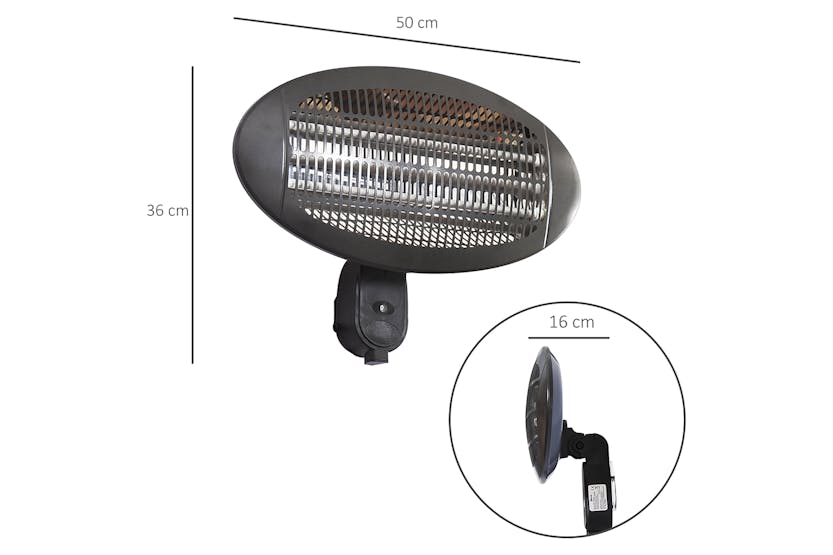 Outsunny Wall Mount Electric Infrared Patio Heater | Black Outsunny Wall Mount Electric Infrared Patio Heater | Black