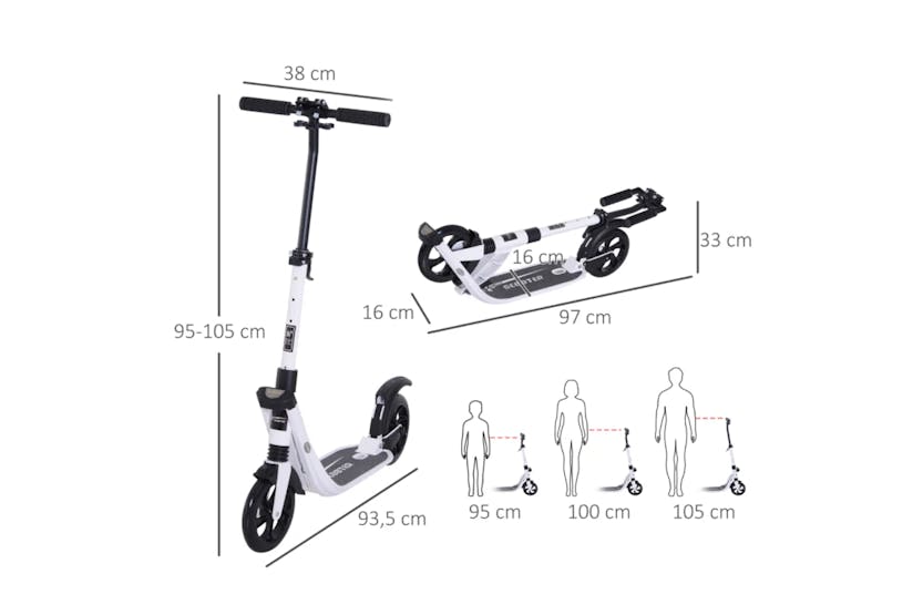 Homcom Foldable Kick Scooter | White Homcom Foldable Kick Scooter | White