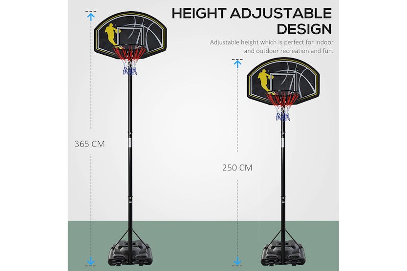 Homcom Portable Basketball Stand with Wheels | Black Homcom Portable Basketball Stand with Wheels | Black