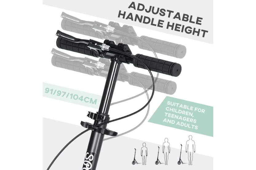 Homcom Adult Kick Scooter with Adjustable Handlebar | Green/Black Homcom Adult Kick Scooter with Adjustable Handlebar | Green/Black