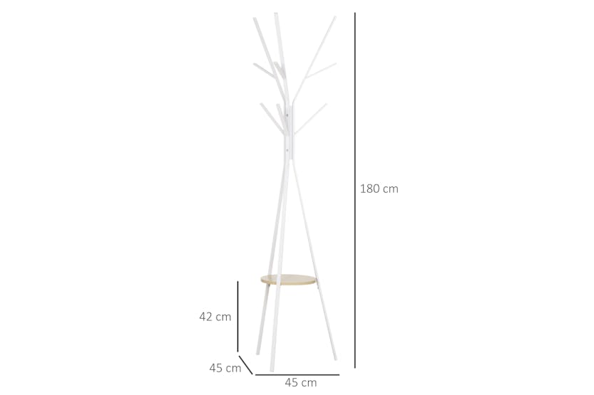 Homcom Free Standing Coat Rack with Shelf Holder Stand | White Homcom Free Standing Coat Rack with Shelf Holder Stand | White