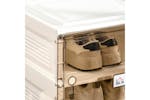 Homcom Portable Plastic Shoe Storage Cabinet with Ten Compartments | White/Brown Homcom Portable Plastic Shoe Storage Cabinet with Ten Compartments | White/Brown