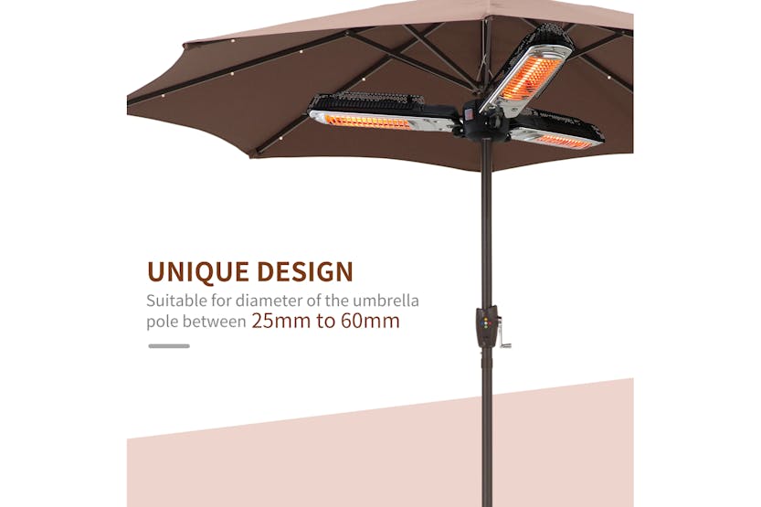 Outsunny 2000W Parasol Mounted Electric Infrared Heater | Black Outsunny 2000W Parasol Mounted Electric Infrared Heater | Black