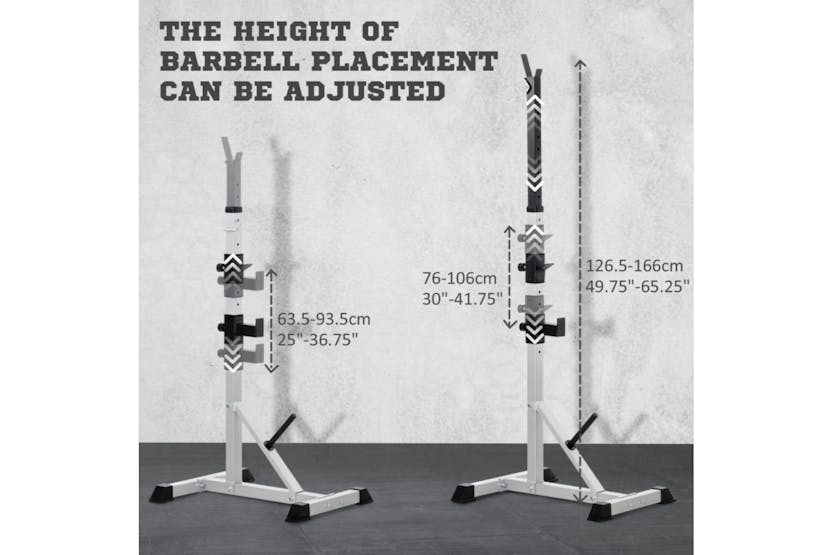 Homcom A91-070v01 Weights Bar Barbell Rack Squat Stand Adjustable Portable Weight Lifting Suitable For Home Gym Training Work Out Homcom A91-070v01 Weights Bar Barbell Rack Squat Stand Adjustable Portable Weight Lifting Suitable For Home Gym Training Work Out