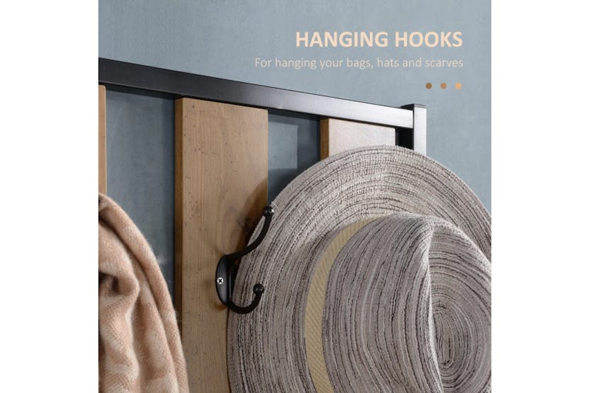 Homcom Coat Rack with Shoe Bench Set | Black/Natural Homcom Coat Rack with Shoe Bench Set | Black/Natural