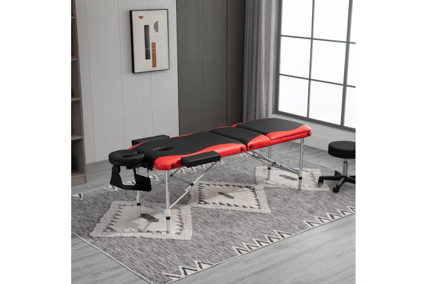 Homcom Professional Portable Massage Table with Headrest | Black/Red Homcom Professional Portable Massage Table with Headrest | Black/Red