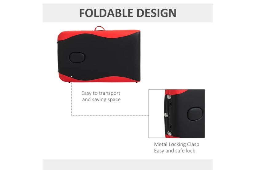 Homcom Professional Portable Massage Table with Headrest | Black/Red Homcom Professional Portable Massage Table with Headrest | Black/Red