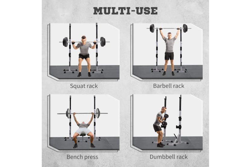 Homcom A91-070v01 Weights Bar Barbell Rack Squat Stand Adjustable Portable Weight Lifting Suitable For Home Gym Training Work Out Homcom A91-070v01 Weights Bar Barbell Rack Squat Stand Adjustable Portable Weight Lifting Suitable For Home Gym Training Work Out