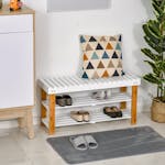Homcom Hidden Storage Slatted Shoe Rack | Brown/White Homcom Hidden Storage Slatted Shoe Rack | Brown/White