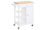 Homcom MDF Kitchen Storage Trolley Cart | White/Natural Homcom MDF Kitchen Storage Trolley Cart | White/Natural