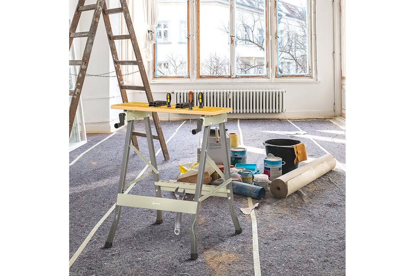 Durhand Saw Horse Folding Clamp Table with Adjustable Clamping Pegs | Grey Durhand Saw Horse Folding Clamp Table with Adjustable Clamping Pegs | Grey