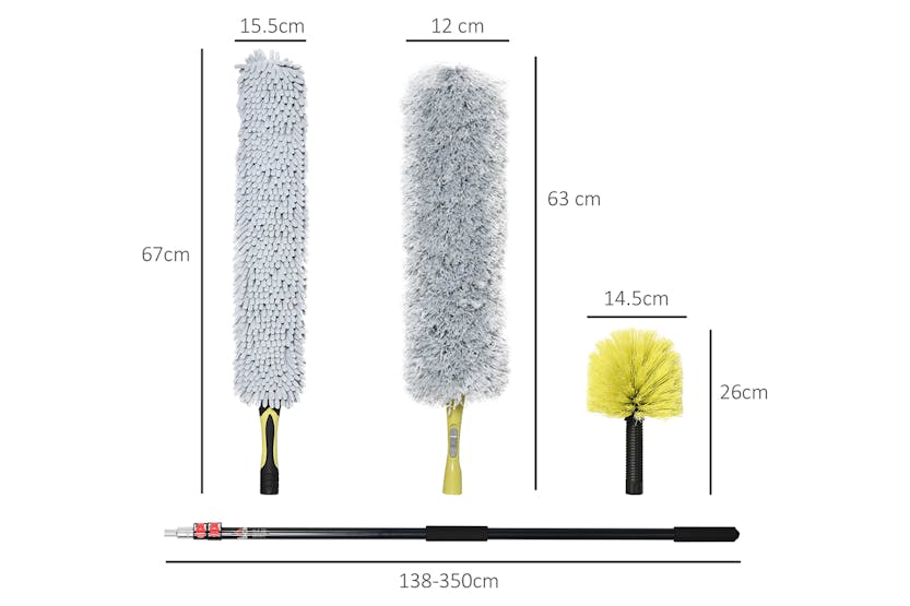Homcom Extendable Duster Cleaning Kit | Yellow/Grey Homcom Extendable Duster Cleaning Kit | Yellow/Grey