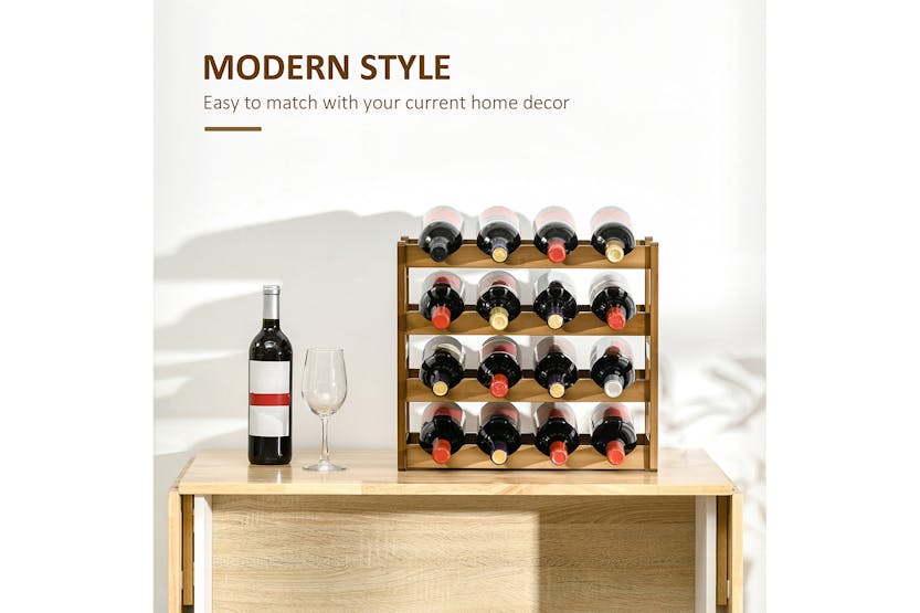 Homcom Freestanding Bamboo Wine Rack with 16 Bottles Holder | Brown Homcom Freestanding Bamboo Wine Rack with 16 Bottles Holder | Brown
