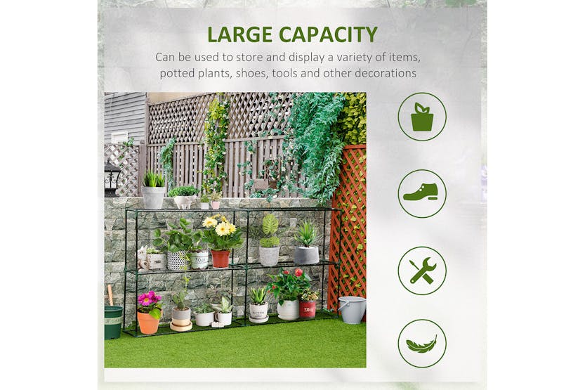 Outsunny 3 Tier Metal Plant Stand | Green Outsunny 3 Tier Metal Plant Stand | Green