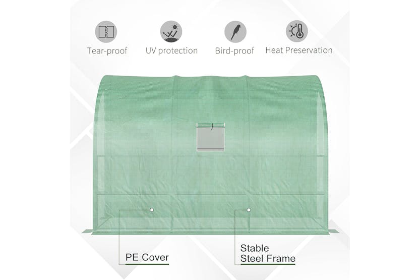 Outsunny Walk-In Lean Wall Greenhouse with Windows and Doors | Green Outsunny Walk-In Lean Wall Greenhouse with Windows and Doors | Green