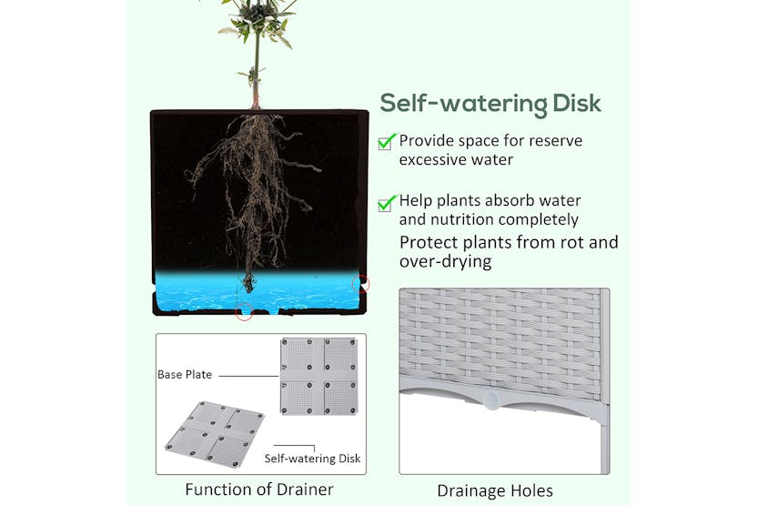 Outsunny Garden Flower Planter Box | Grey | Set of 2 Outsunny Garden Flower Planter Box | Grey | Set of 2