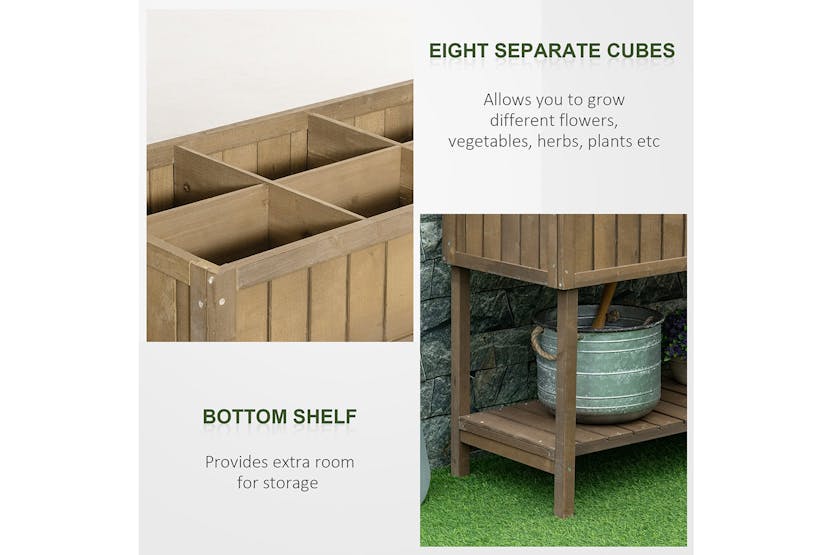 Outsunny Wooden Raised Planter Box | Brown Outsunny Wooden Raised Planter Box | Brown