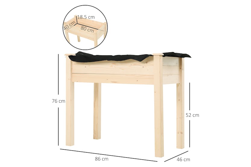 Outsunny Wooden Raised Rectangular Planter Box | Natural Outsunny Wooden Raised Rectangular Planter Box | Natural