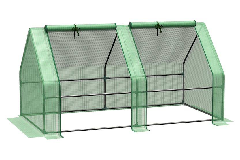 Outsunny Mini Small Greenhouse with Steel Frame | Green Outsunny Mini Small Greenhouse with Steel Frame | Green