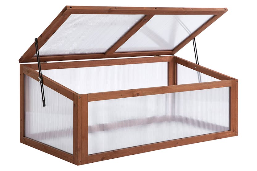 Outsunny Outdoor Square Wooden Greenhouse | Brown Outsunny Outdoor Square Wooden Greenhouse | Brown