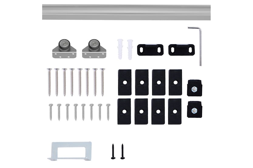 Homcom Sliding Barn Door Kit Set | Siver Homcom Sliding Barn Door Kit Set | Siver