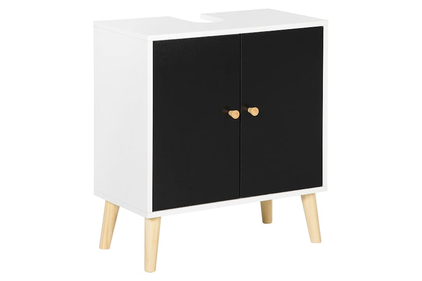 Kleankin Modern Adjustable Shelf Bathroom Sink Cabinet | White/Black/Natural Kleankin Modern Adjustable Shelf Bathroom Sink Cabinet | White/Black/Natural