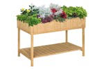 Outsunny Fir Wood Rectangular Planter Bed with Bottom Shelf | Natural Outsunny Fir Wood Rectangular Planter Bed with Bottom Shelf | Natural