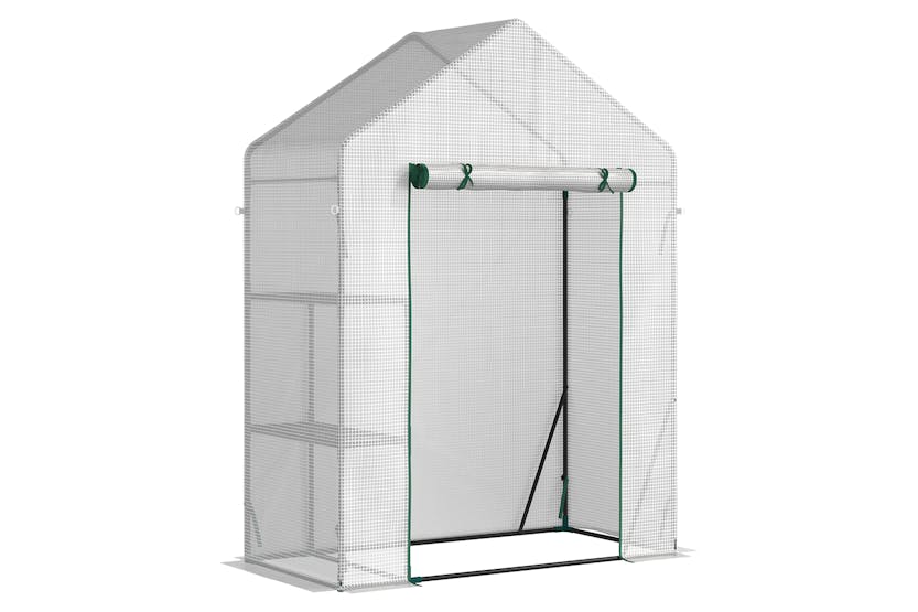 Outsunny 2 Tier Portable Gardening Plant Greenhouse | White Outsunny 2 Tier Portable Gardening Plant Greenhouse | White