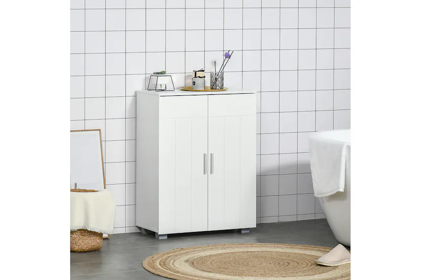 Kleankin Modern Freestanding Bathroom Floor Cabinet | White Kleankin Modern Freestanding Bathroom Floor Cabinet | White