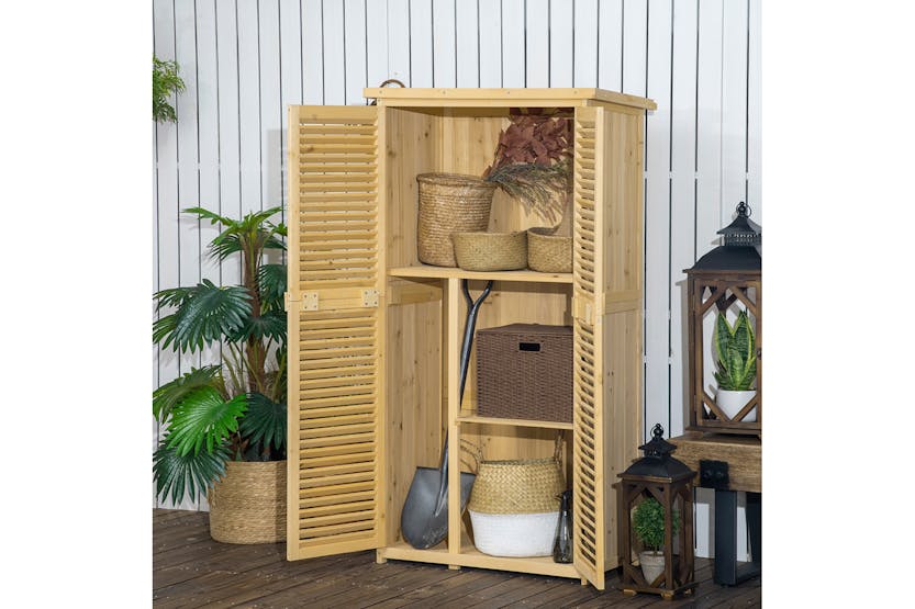 Outsunny Wooden Garden Storage Shed | Natural Outsunny Wooden Garden Storage Shed | Natural