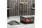 Outsunny Outdoor Metal Square Fire Pit with Grill Cooking Grate Poker | Black Outsunny Outdoor Metal Square Fire Pit with Grill Cooking Grate Poker | Black