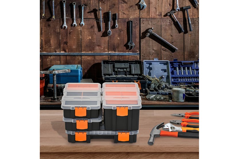Durhand Tool & Hardware Storage Boxes | Black/Orange | Pack of 4 Durhand Tool & Hardware Storage Boxes | Black/Orange | Pack of 4