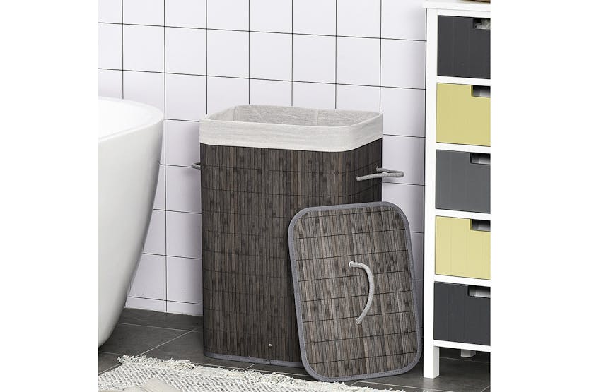 Homcom Bamboo Laundry Hamper with Lid | Grey Homcom Bamboo Laundry Hamper with Lid | Grey