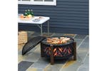 Outsunny Outdoor Fire Pit with Grill Cooking Poker | Black/Brown Outsunny Outdoor Fire Pit with Grill Cooking Poker | Black/Brown