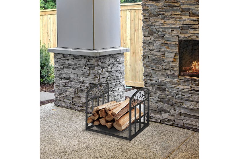 Outsunny Iron Arched Log Rack | Black Outsunny Iron Arched Log Rack | Black